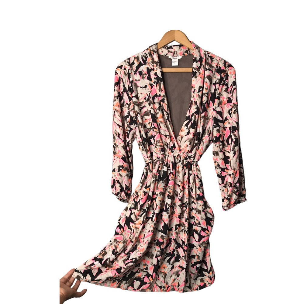 Bar III Floral Long Sleeve Dress - Pink and Black